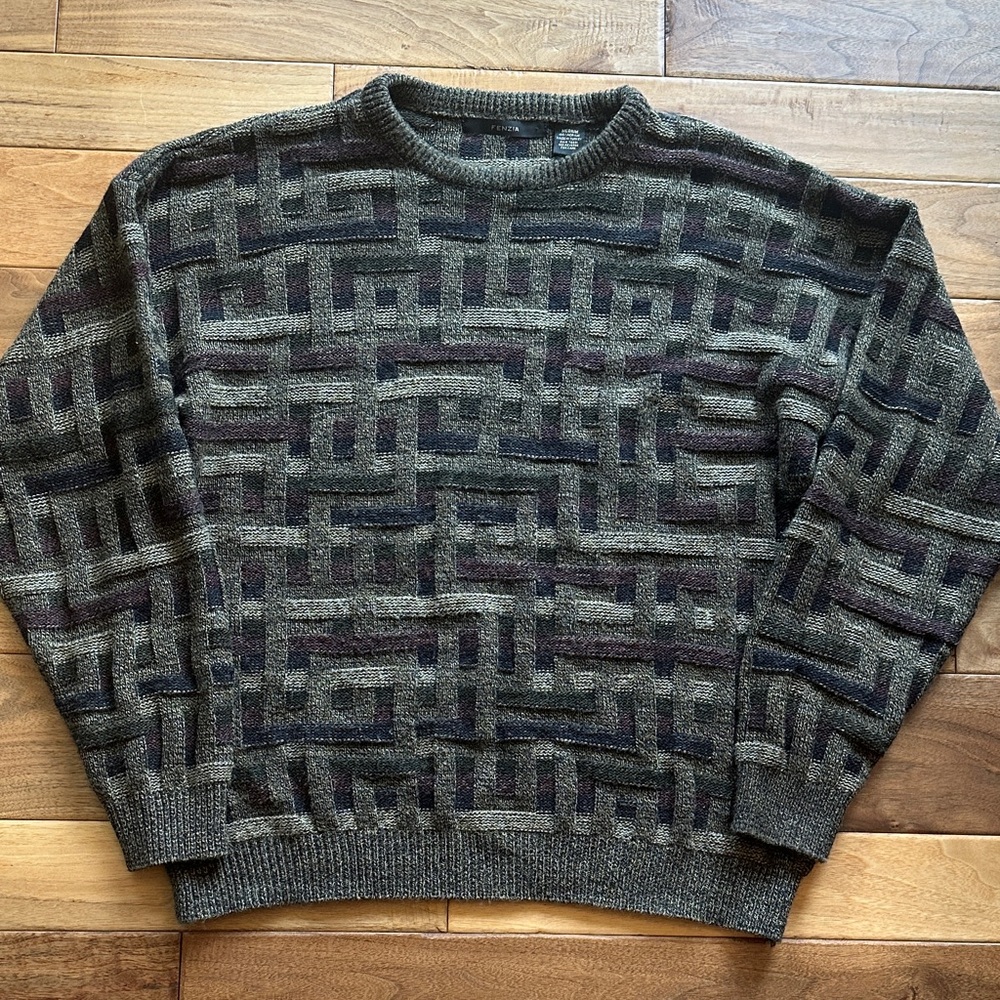 Vtg Fenzia abstract 3D sweater Sz medium